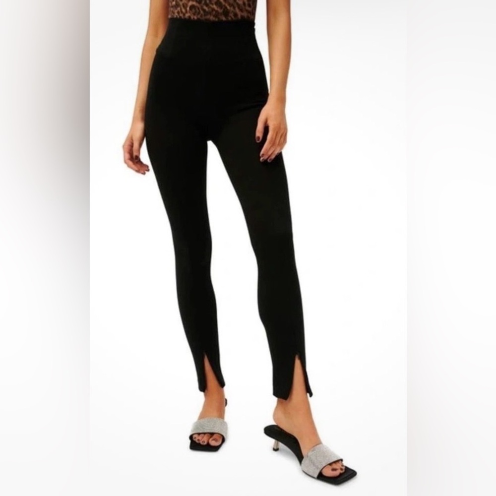 Good American Black High Waist Leggings Pants Zippered Ankle Stretch Black 2